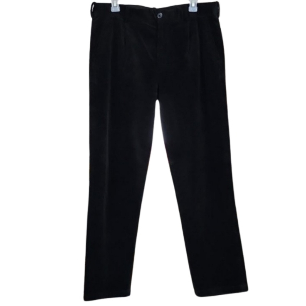 H&M Man Regular Fit Black Corduroy Pants Single‎ Pleat Men's 33/29.5